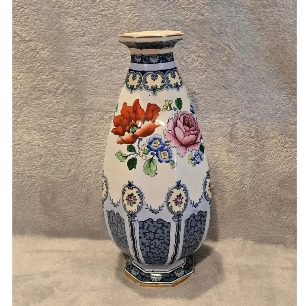 Antique Losol Ware Bedford Vase Keeling & Co England Floral Transferware ArtDeco